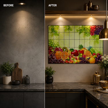 Glossy Mix Fruits Kitchen Backsplash Sticker Sheet – 90 × 60 cm