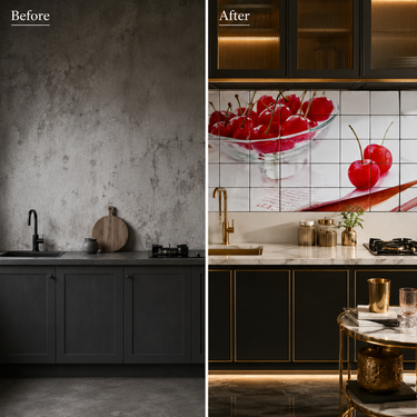 Glossy Cherry Kitchen Backsplash Sticker Sheet – 90 × 60 cm