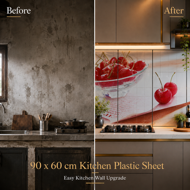 Glossy Cherry Kitchen Backsplash Sticker Sheet – 90 × 60 cm