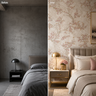 Nidhi Decor Pink Tree Wallpaper Close-Up – Romantic Floral Pattern 50 Sq.Ft Roll India