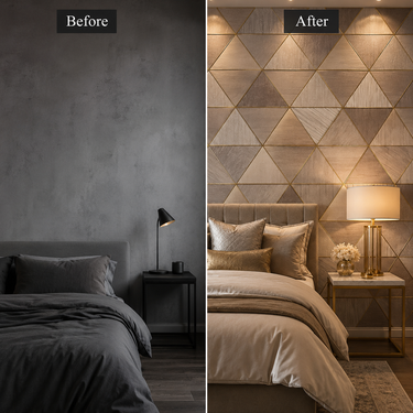 Nidhi Decor Brown Triangle Wallpaper Close-Up – Modern Geometric Pattern 50 Sq.Ft Roll India