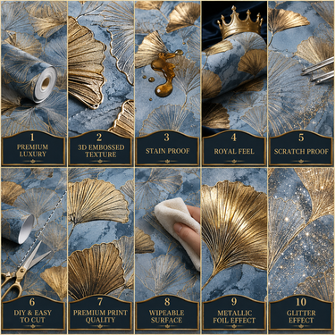 Blue Petal Non-Adhesive Wallpaper 50 Sq.Ft Installed on Bedroom Wall – Nidhi Decor Mumbai