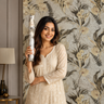 Nidhi Decor Non Self Adhesive Pale Leaf Flower Wallpaper 21in x 10m – 50 Sq.Ft Vintage Wall Decor Mumbai