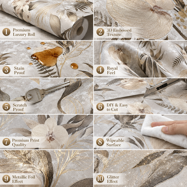 Non Self Adhesive Pale Leaf Flower Wallpaper Room Setting – Nidhi Decor 50 Sq.Ft Mumbai India