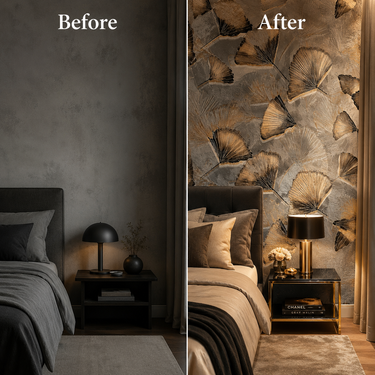 Non Self Adhesive Petal Design Wallpaper Room Setting – Nidhi Decor 50 Sq.Ft Mumbai India