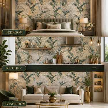 Nidhi Decor Flower Leaf Wallpaper Close-Up – Elegant Floral Pattern 50 Sq.Ft Roll India