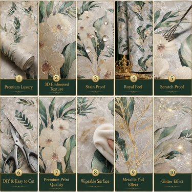 Non Self Adhesive Flower Leaf Wallpaper Room Setting – Nidhi Decor 50 Sq.Ft Mumbai India