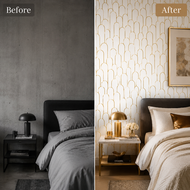 Self Adhesive Oval White Gold Wallpaper 10 meter