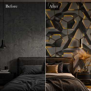 Self Adhesive 3D Gilded Dark Hexagon Relief Texture 10 Meter