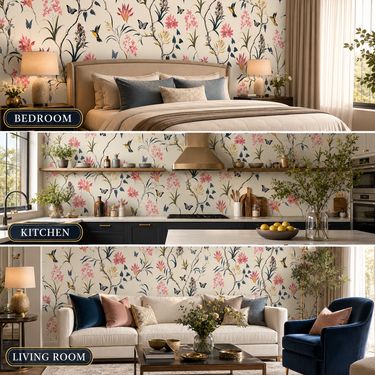 Self Adhesive Colourful Garden Wallpaper Room Setting – Nidhi Decor Mumbai India