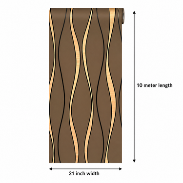 Self Adhesive Brown Curved Line Design Wallpaper 10 meter