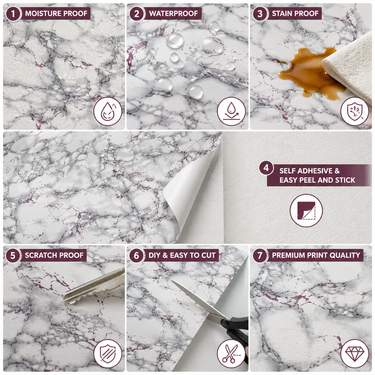 Self Adhesive White Abstract Design Wallpaper 10 meter