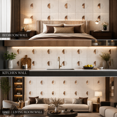 Self Adhesive Temple White Copper 3D PVC Wall Panel 1.5x1.5 ft | Peel & Stick