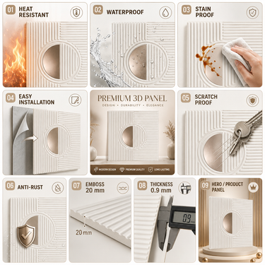 Self Adhesive Temple White Copper 3D PVC Wall Panel 1.5x1.5 ft | Peel & Stick