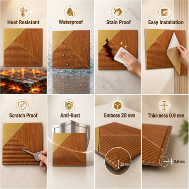 Non Self Adhesive Plaina Metallic Wood Copper Panel Room Setting – Nidhi Decor Mumbai