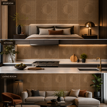 Self Adhesive Metallic Wood Copper 3D PVC Wall Panel 1.5x1.5 ft | Peel & Stick