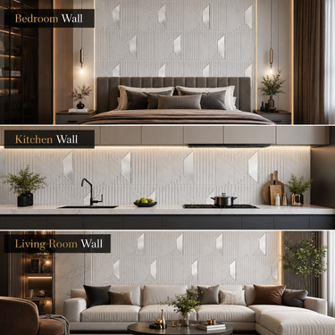 Nidhi Decor Artisan White Marble Silver Panel Close-Up – Marble Silver 3D Pattern India