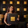 Nidhi Decor Non Self Adhesive Navy Blue Gold 3D PVC Wall Panel 1.5x1.5 Ft – Premium 5-Year Mumbai