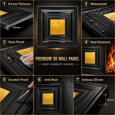Non Self Adhesive Navy Blue Gold 3D Panel Room Setting – Nidhi Decor Mumbai India