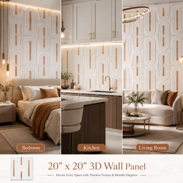 Nidhi Decor Loopa White Tail Copper Panel Close-Up – White & Copper 3D Pattern India