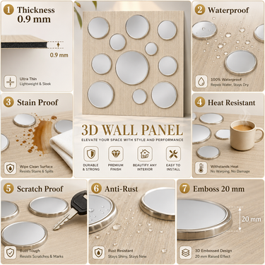 Non Self Adhesive Light Wood Silver Moon 3D Panel Room Setting – Nidhi Decor Mumbai