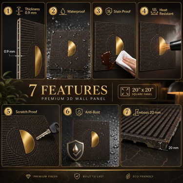 Self Adhesive Axis Orbit Magnum Brown Gold 3D PVC Wall Panel 1.5x1.5 ft | Peel & Stick