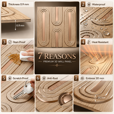 Non Self Adhesive Loopa Beech Wood Gold 3D Panel Room Setting – Nidhi Decor Mumbai