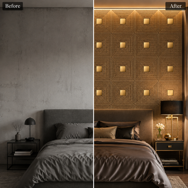 Self Adhesive Square Metallic Wood Copper 3D Acrylic-Coated PVC Wall Panel 1.5x1.5 ft | Peel & Stick