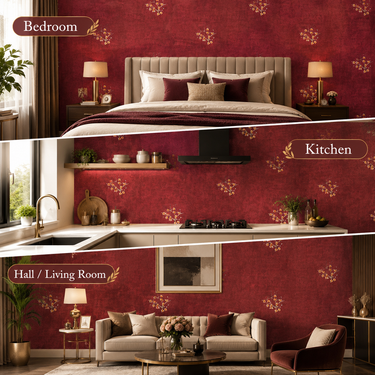 Nidhi Decor Red Chinese Pattern Wallpaper Close-Up – Festive Oriental Design 50 Sq.Ft Roll India