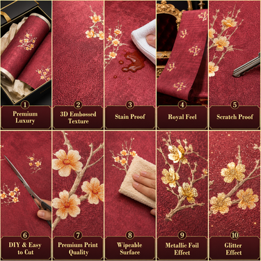 Non Self Adhesive Red Chinese Pattern Wallpaper Room Setting – Nidhi Decor 50 Sq.Ft Mumbai