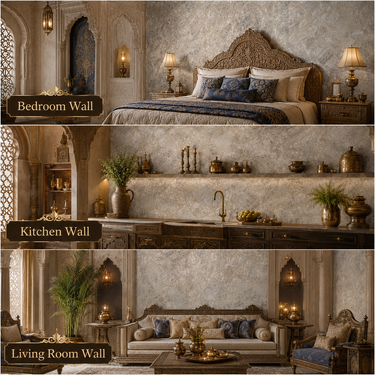 Designer Royal Abstract Wallpaper Room View | Luxury Wall Decor | Nidhi Decor Mumbai