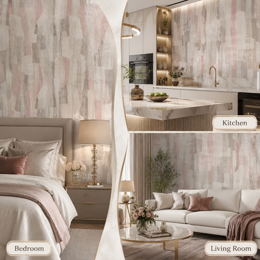 Pink Abstract Non-Adhesive Wallpaper Roll | CMC Adhesive Included 50 Sq.Ft | Nidhi Decor Mumbai