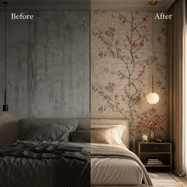 Pink Trees Cherry Blossom Wallpaper Roll 50 Sq.Ft | 180 GSM 5-Year Life | Nidhi Decor Non-Adhesive Mumbai