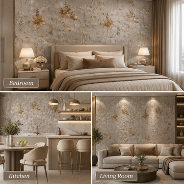 Gold Yellow Wallpaper Close-Up Luxe Pattern | Sunshine Wall Decor | Nidhi Decor Mumbai