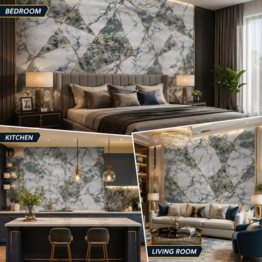 Blue Shade Multiverse Wallpaper Close-Up Abstract Pattern | Modern Wall Decor | Nidhi Decor Mumbai