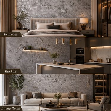 Quiet Luxury Grey Garden Botanical Wallpaper Room View | Bedroom Wall Decor | Nidhi Decor Mumbai