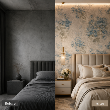 Blue Floral Coastal Wallpaper Roll 50 Sq.Ft | 180 GSM 5-Year Life | Nidhi Decor Non-Adhesive Mumbai