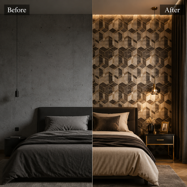 Black Hexagon Geometric Wallpaper Roll 50 Sq.Ft | 180 GSM 5-Year Life | Nidhi Decor Non-Adhesive Mumbai