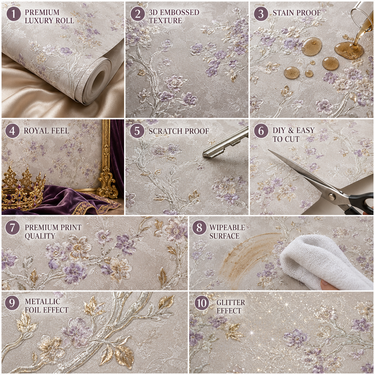 Purple Leaf Wallpaper Close-Up Botanical Pattern | Modern Wall Decor | Nidhi Decor Mumbai