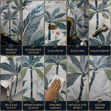 Palm Tree Wallpaper Close-Up Tropical Pattern | Resort Style Wall Decor | Nidhi Decor Mumbai
