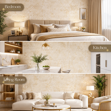 Non Self Adhesive Light Yellow Abstract 58 SQFT Wallpaper