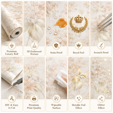 Non Self Adhesive Peach Floral 58 SQFT Wallpaper