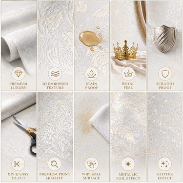 Non Self Adhesive Plain White Royal Touch 58 SQFT Wallpaper