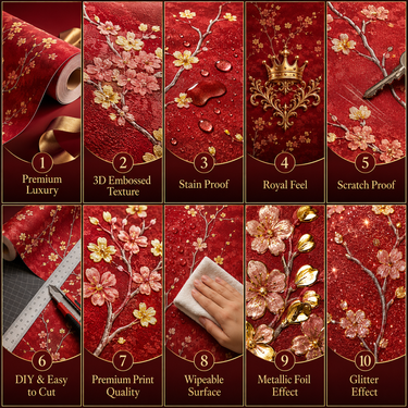 Non Self Adhesive Red Chinese Era 58 SQFT Wallpaper