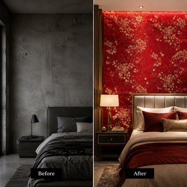 Non Self Adhesive Red Chinese Era 58 SQFT Wallpaper