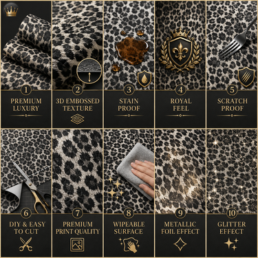 Non Self Adhesive Monochromatic Leopard Print 58 SQFT Wallpaper