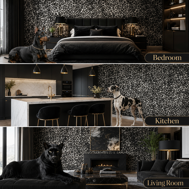 Non Self Adhesive Monochromatic Leopard Print 58 SQFT Wallpaper