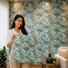 Nidhi Decor Self Adhesive Teal Blue Floral PVC Foam Sheet 2x2 Ft ND-173 – Watercolor Flower Wall Decor Mumbai