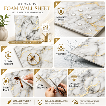 Self Adhesive PVC Foam Wall Sheet 2x2 ft (ND-152) | 2mm Damp-Proof Wall Decor