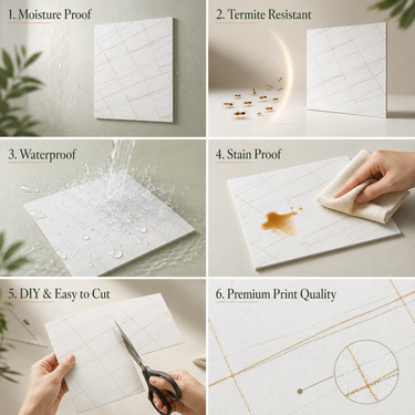 Self Adhesive PVC Foam Wall Sheet 2x2 ft (ND-090) | 2mm Damp-Proof Wall Decor
